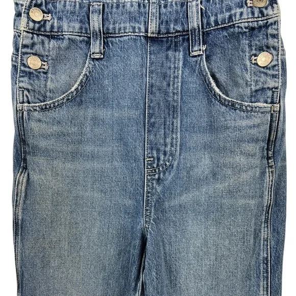 Madewell Straight-Leg Jean Overalls XXS Hickory Wash Faded Denim Cropped Length - Picture 10 of 15